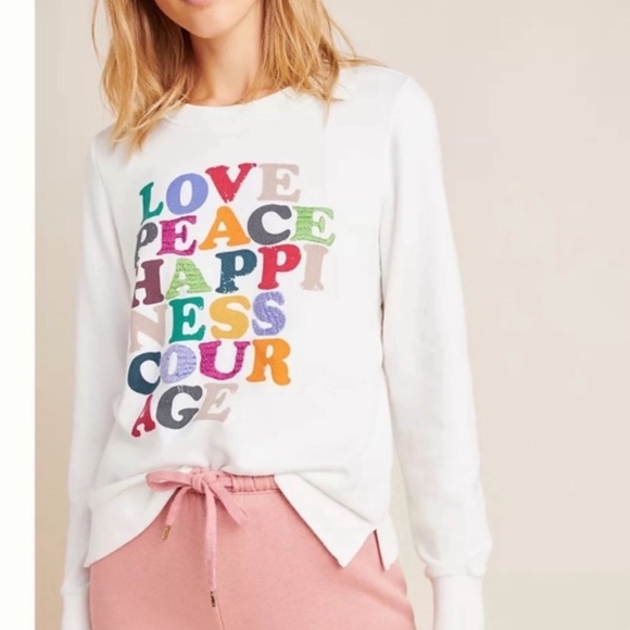 Anthropologie Sweaters - Anthropologie Garima Dhawan Sz XS Love Peace Happiness Sweater • NWT!